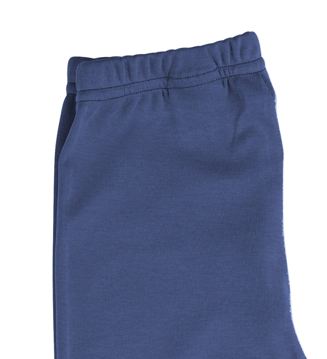 A close up of the Pigeon Organics navy leggings available at Babipur showing the elasticated waistband detail
