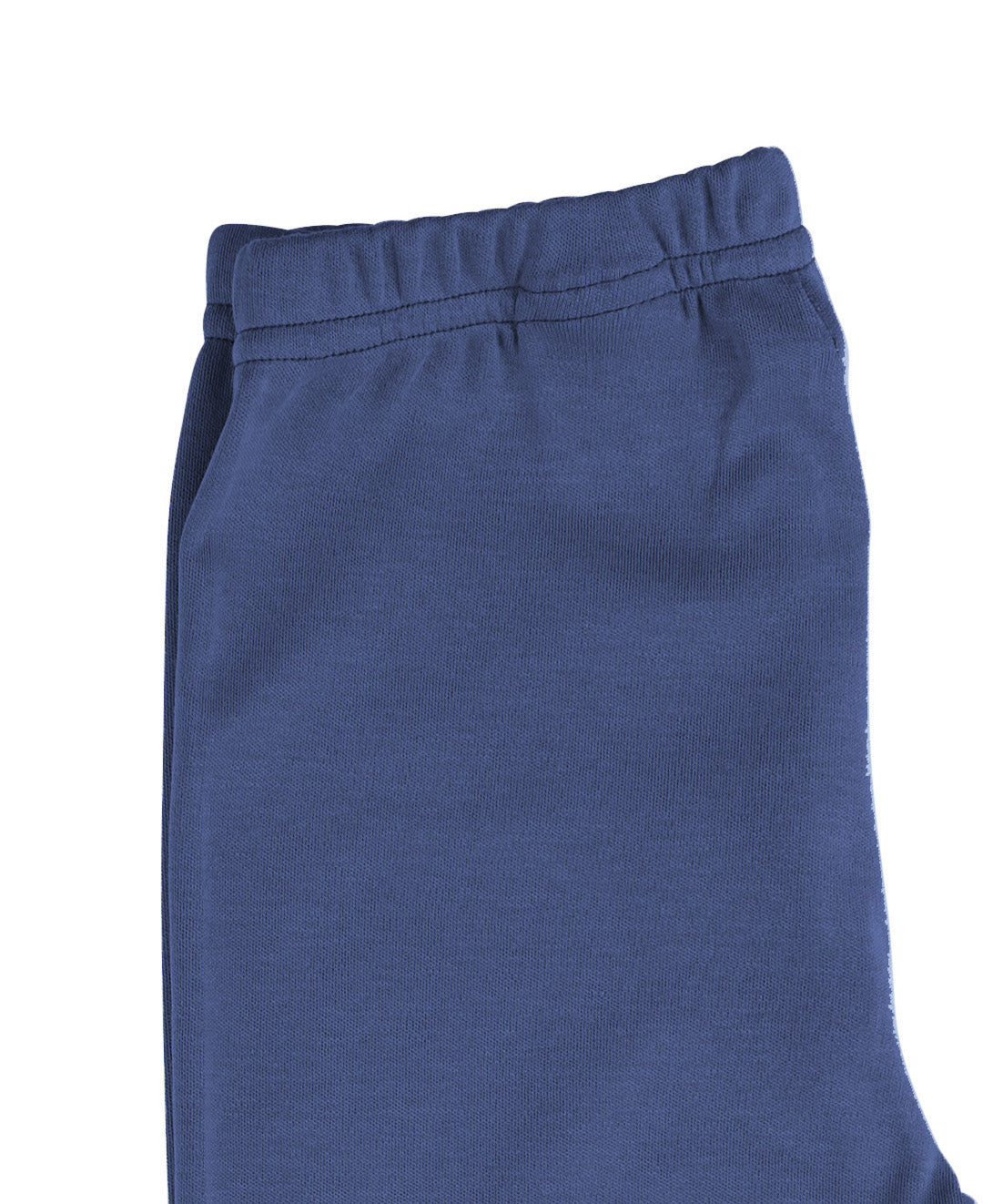 A close up of the Pigeon Organics navy leggings available at Babipur showing the elasticated waistband detail