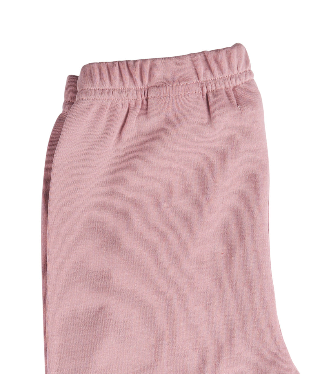 A close up of the Pigeon Organics pink leggings available at Babipur showing the elasticated waistband detail