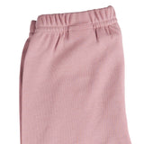 A close up of the Pigeon Organics pink leggings available at Babipur showing the elasticated waistband detail