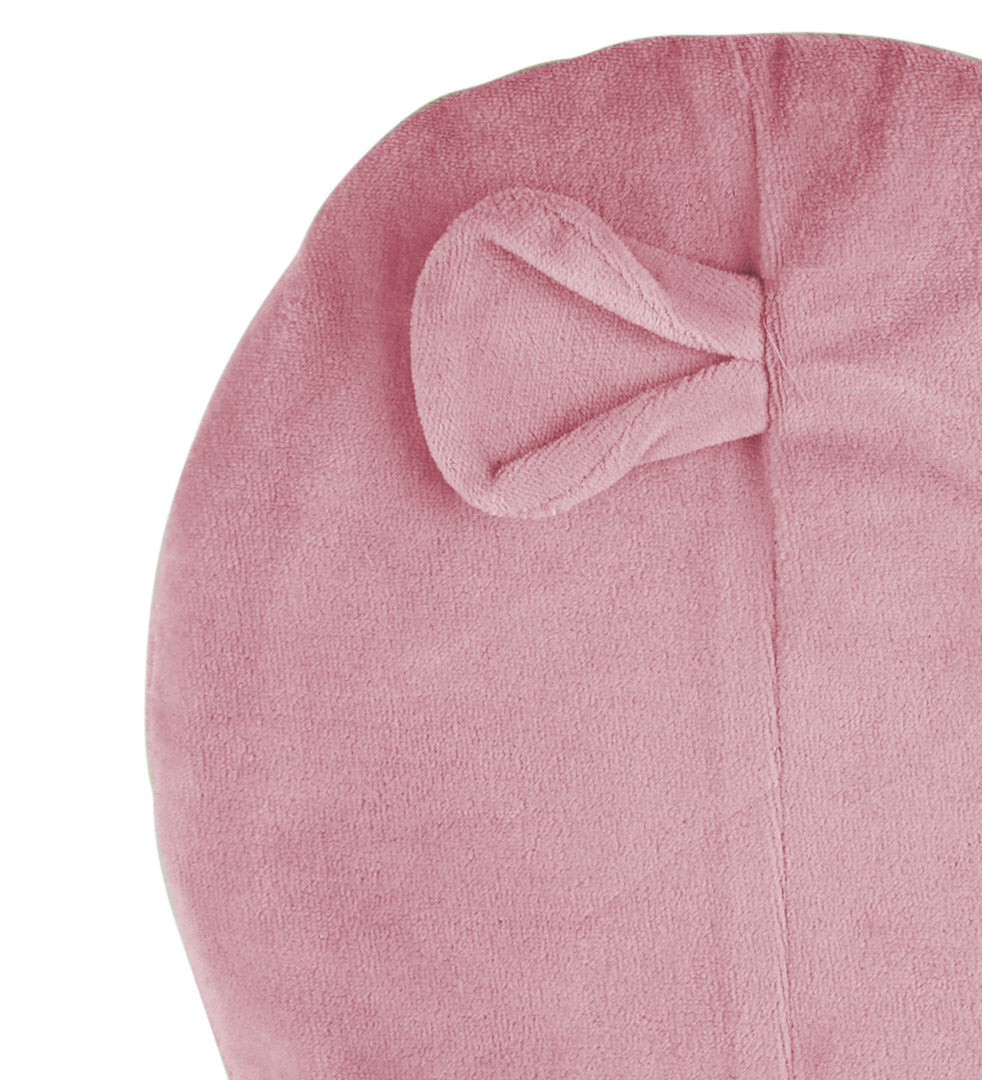 A close up of the Pigeon Organics pink mouse hat available at Babipur showing the mouse ear detail on the side of the hat