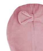 A close up of the Pigeon Organics pink mouse hat available at Babipur showing the mouse ear detail on the side of the hat