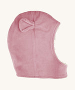 Pigeon Organics pink mouse hat. A 100% GOTS organic cotton hat. Features a cosy velour outer with soft fleece lining.