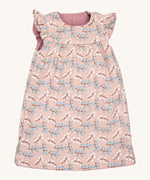 Pigeon Organics reversible Winter shift dress in pink - GOTS organic cotton sleeveless dress in Winter berry design and reversible pink corduroy design. Features a small pocket on the bottom of the dress and popper fasteners for easy fitting