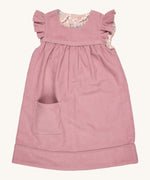 Pigeon Organics reversible Winter shift dress in pink - GOTS organic cotton sleeveless dress in a corduroy style with a reversible winter berry design. Features a small pocket on the bottom of the dress and popper fasteners for easy fitting