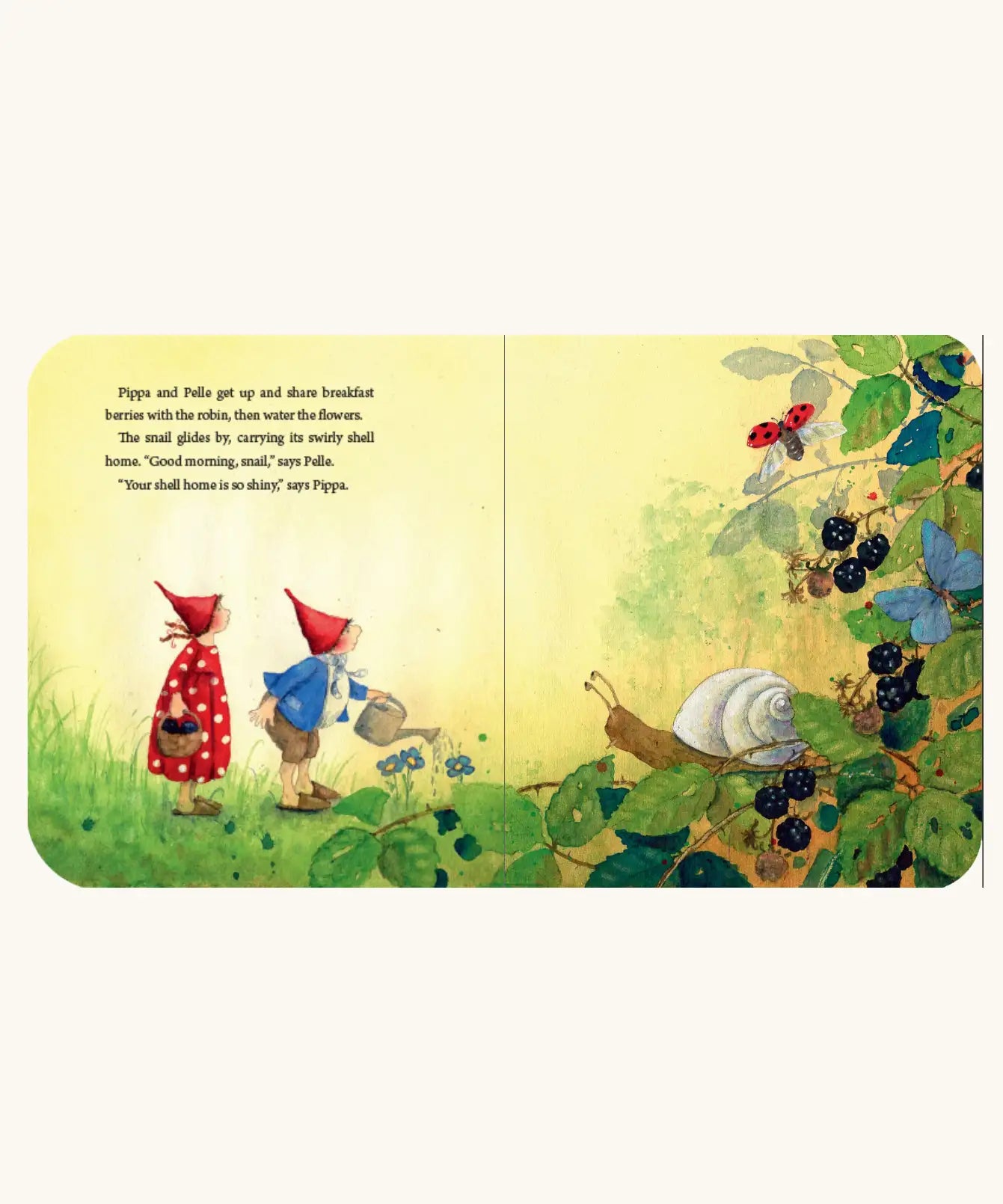 Two inside pages from Pippa and Pelle And Their Cosy Home children's book written and illustrated by Daniela Drescher.