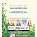 Back of Pippa and Pelle In The Spring Garden children's book written and illustrated by Daniela Drescher. 