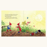 Two of the inside pages of the Pippa and Pelle In The Spring Garden children's book written and illustrated by Daniela Drescher. 