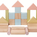 PlanToys Pastel Blocks set on a plain background. 