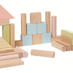 PlanToys Pastel Blocks set on a plain background. 