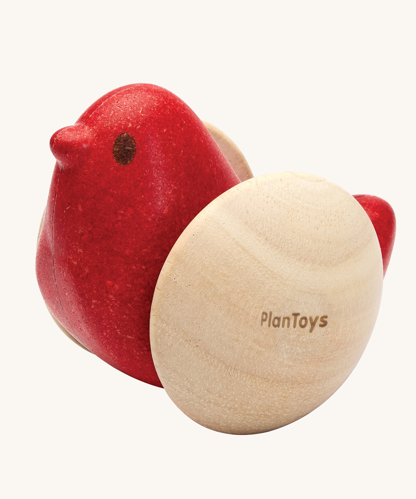 Plan Toys Red Bird Roller - a wooden rocking baby toy.