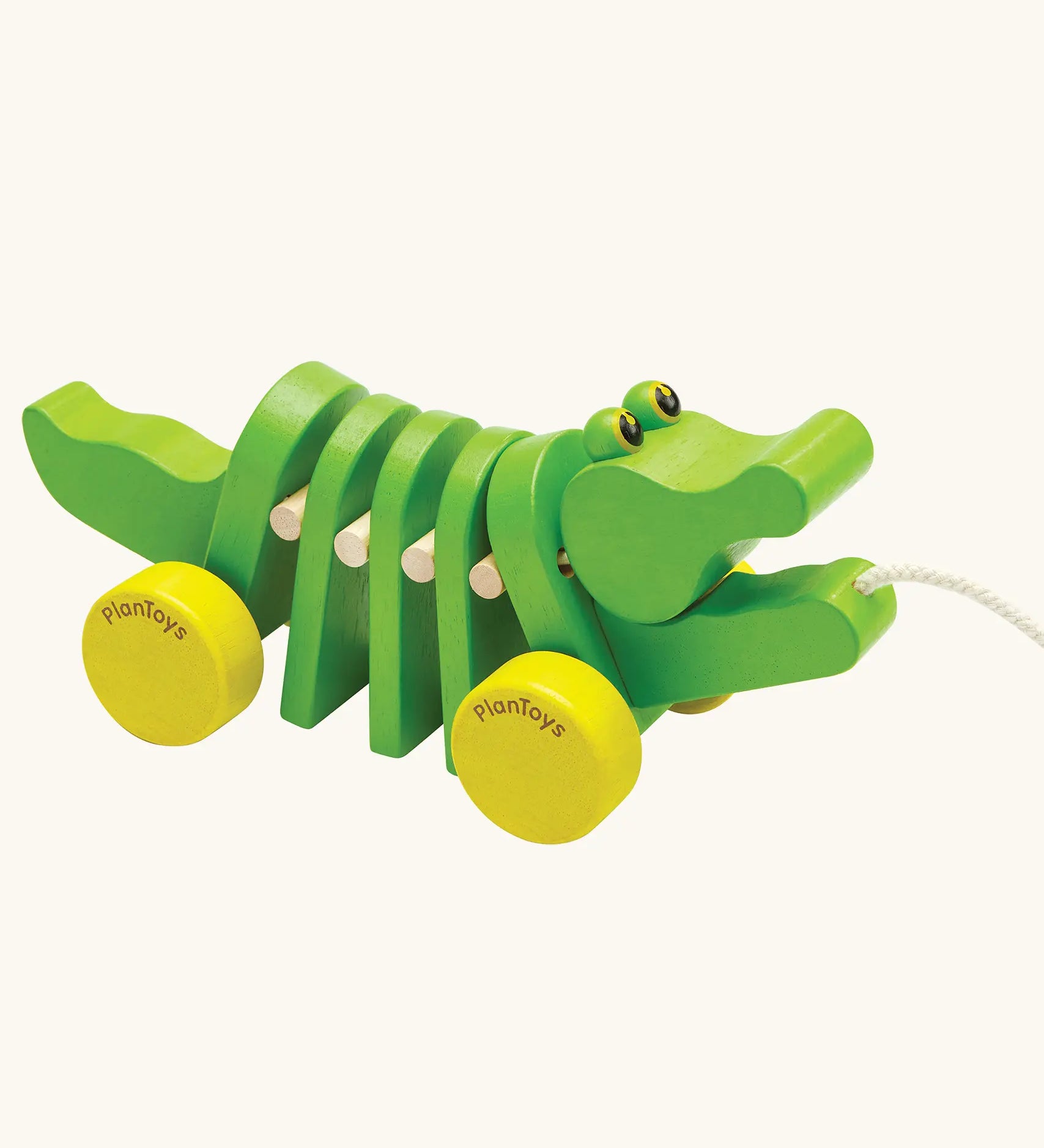 green plan toys wooden alligator toy with string to pull it