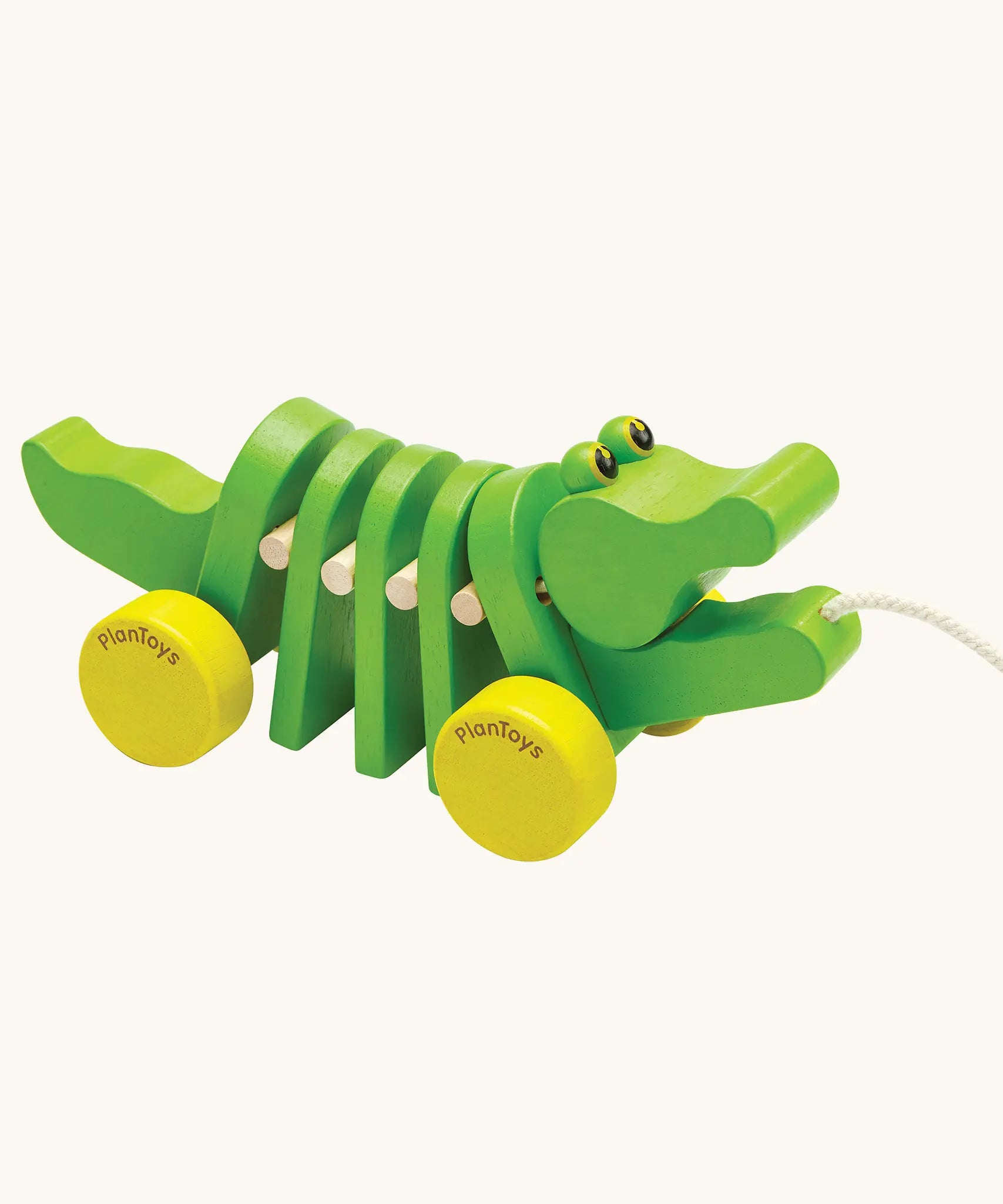 green plan toys wooden alligator toy with string to pull it
