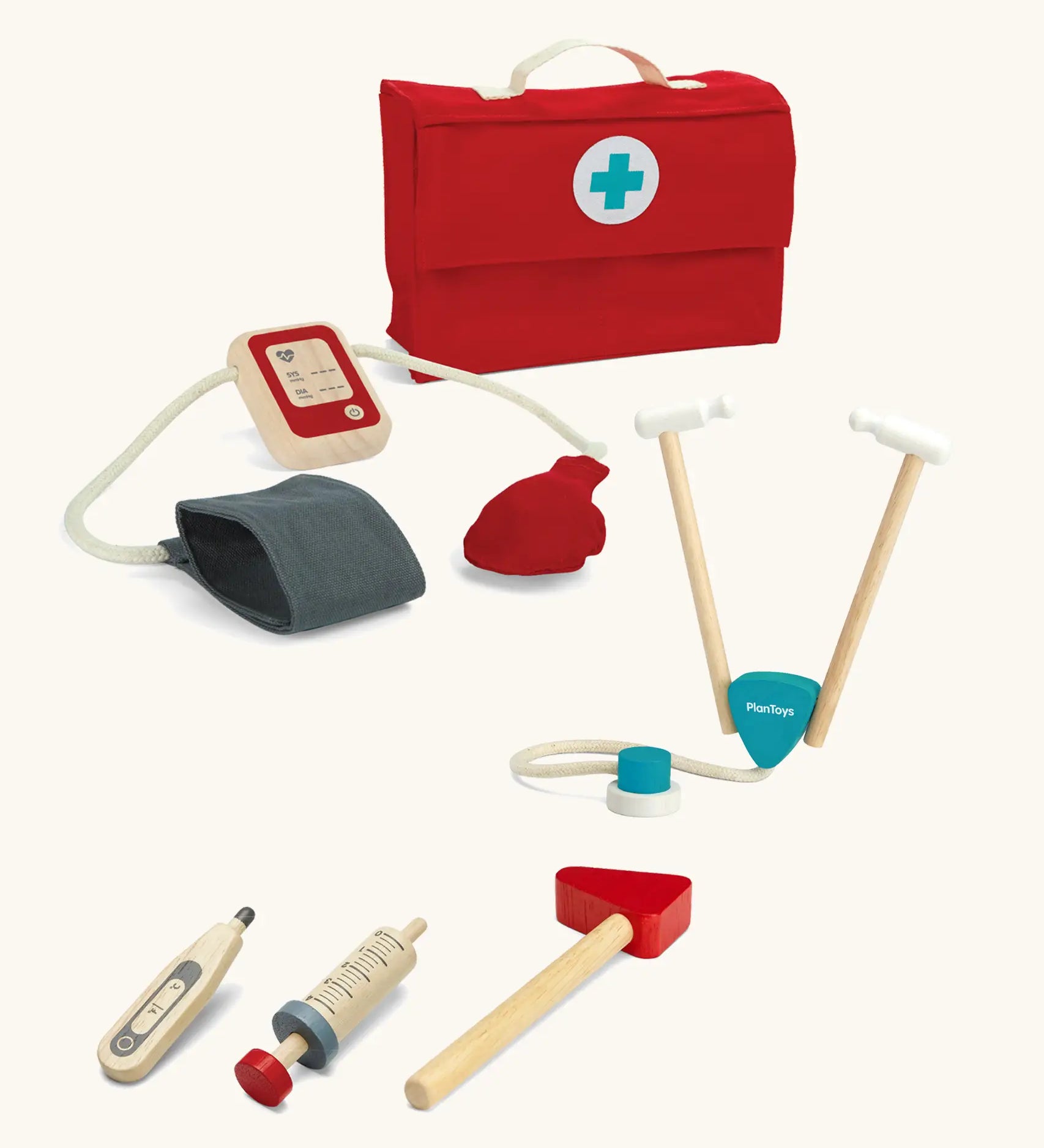 PlanToys doctor play set. Includes a carry bag and other medical equipment