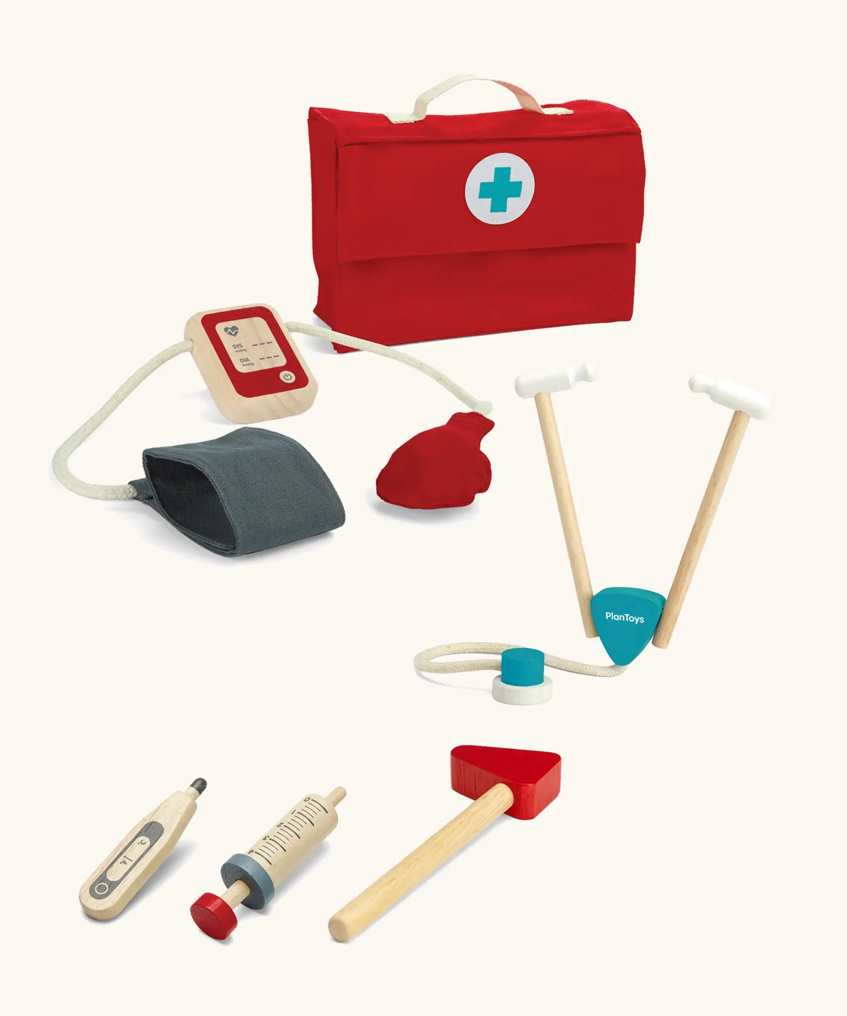 PlanToys doctor play set. Includes a carry bag and other medical equipment