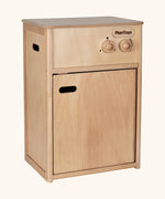 PlanToys wooden play dishwasher unit. Features a bottom compartment and working turning knobs