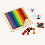 The PlanToys 100 Rainbow Counting Cubes on a plain background.