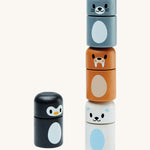 The PlanToys Arctic Animals Matching Blocks on a plain background. The blocks are pictured without their packaging. 