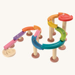 PlanToys deluxe Wooden Marble Run on a plain background. 