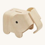 The PlanToys Elephant Money Bank on a plain background. 