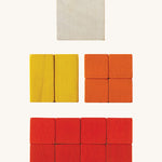 Plan Toys Fractions Cubes on a plain background. 