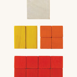 Plan Toys Fractions Cubes on a plain background. 