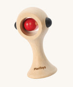 PlanToys Shaking Rattle in a High Contrast colourway. The red and black details stand out against the natural rubberwood body. PlanToys range of toys are made from sustainably sourced rubberwood, we're proud stockists of PlanToys here at Babipur. 