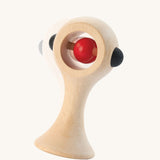 PlanToys Shaking Rattle in a High Contrast colourway. The red and black details stand out against the natural rubberwood body. PlanToys range of toys are made from sustainably sourced rubberwood, we're proud stockists of PlanToys here at Babipur. 