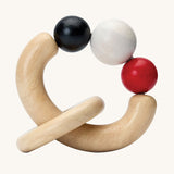 PlanToys wooden Beads baby Rattle in a High Contrast colourway. 
PlanToys range of toys are made from sustainably sourced rubberwood, we're proud stockists of PlanToys here at Babipur. 
