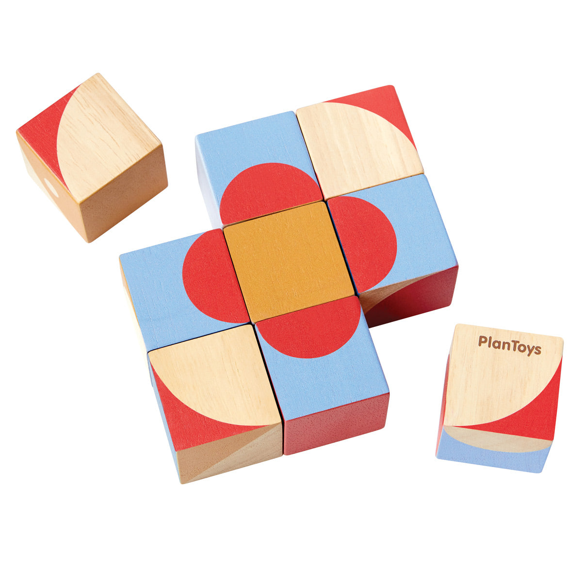 PlanToys Wooden Geo Pattern Cubes – Babipur