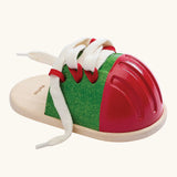  PlanToys life size tie-up laces wooden shoe children's toy. 
