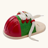  PlanToys life size tie-up laces wooden shoe children's toy. 