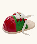  PlanToys life size tie-up laces wooden shoe children's toy. 
