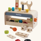 PlanToys little tool bench children's set. Wooden bench with tools, nuts and bolts. 