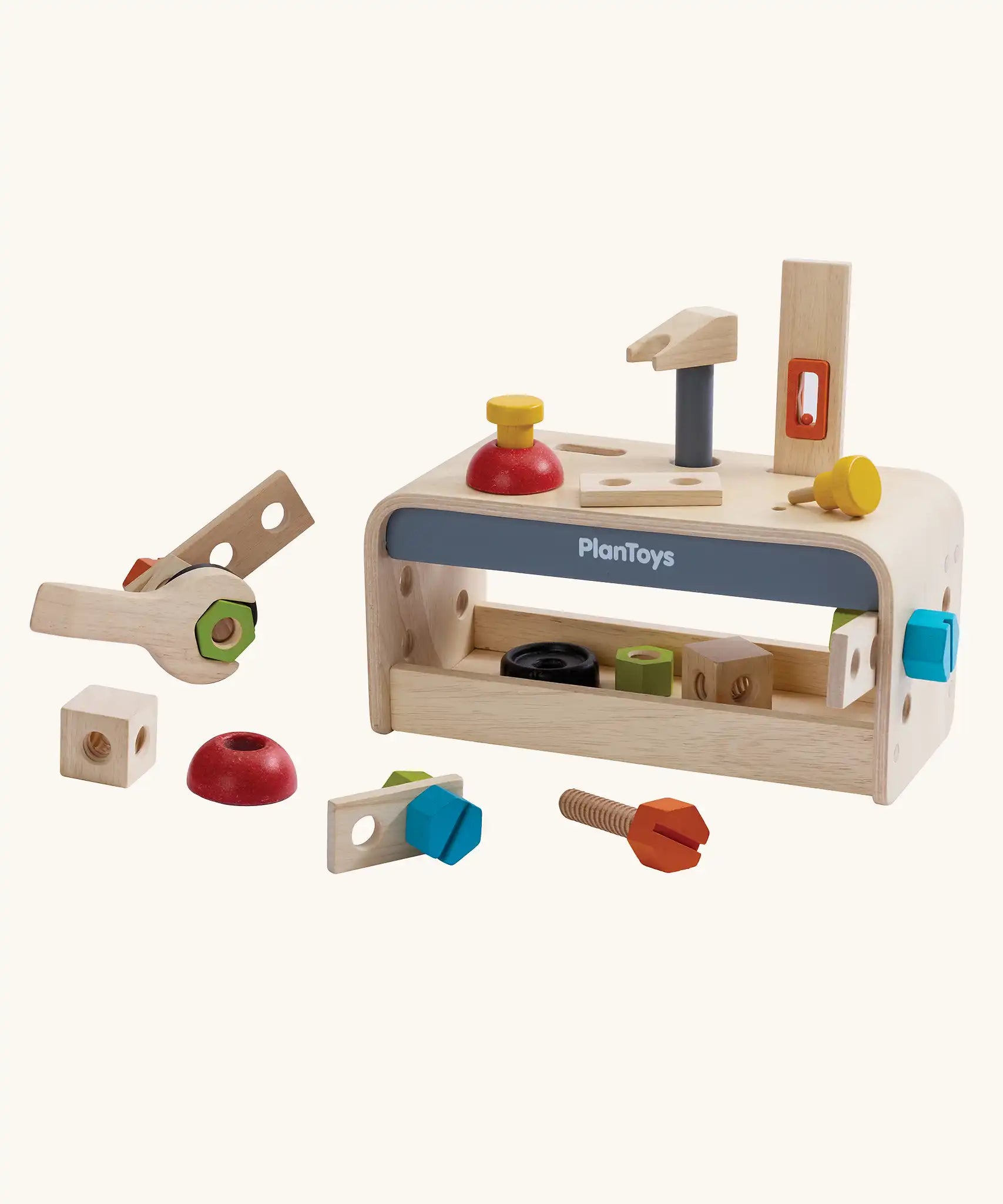 PlanToys wooden little tool bench set children's toy.