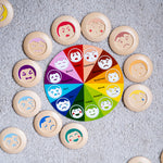 The PlanToys My Mood Memo placed on a light grey coloured carpet. 