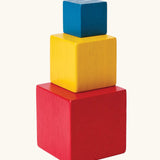 PlanToys nesting boxes. Red, yellow and blue nesting boxes.