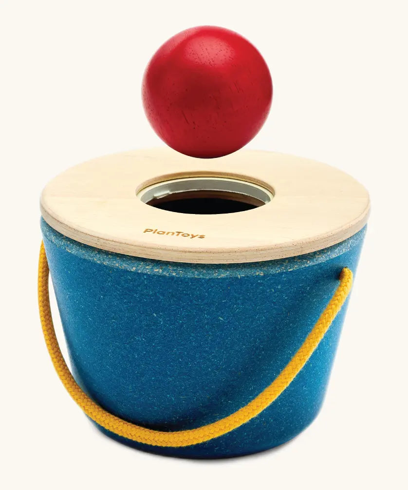 PlanToys Pop 'n' Drop Bucket wooden baby sorting toy