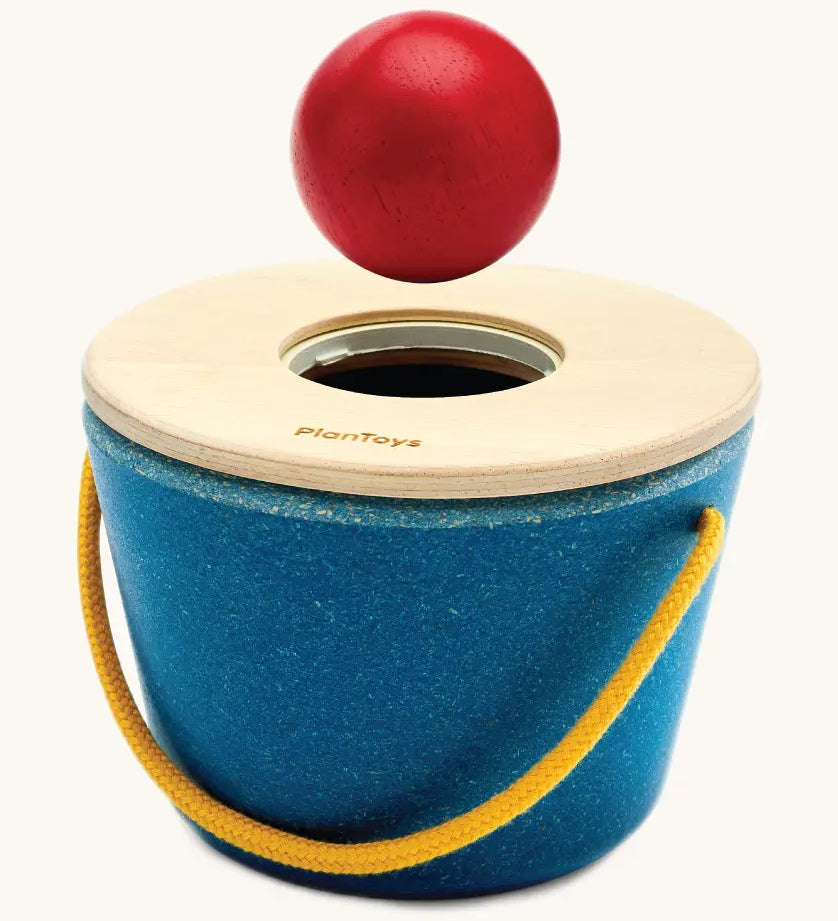 PlanToys Pop 'n' Drop Bucket wooden baby sorting toy
