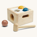 PlanToys Punch & Drop in the Orchard colour way on a plain background. 