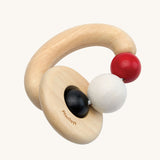 PlanToys wooden Beads Rattle in a High Contrast colourway. 
PlanToys range of toys are made from sustainably sourced rubberwood, we're proud stockists of PlanToys here at Babipur. 