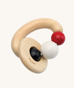 PlanToys wooden Beads Rattle in a High Contrast colourway. 
PlanToys range of toys are made from sustainably sourced rubberwood, we're proud stockists of PlanToys here at Babipur. 