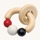 PlanToys Beads Rattle in a High Contrast colourway. PlanToys range of toys are made from sustainably sourced rubberwood, we're proud stockists of PlanToys here at Babipur. 