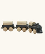 PlanToys black wooden classic toy train. Three carriages with magnetic connectors. 
