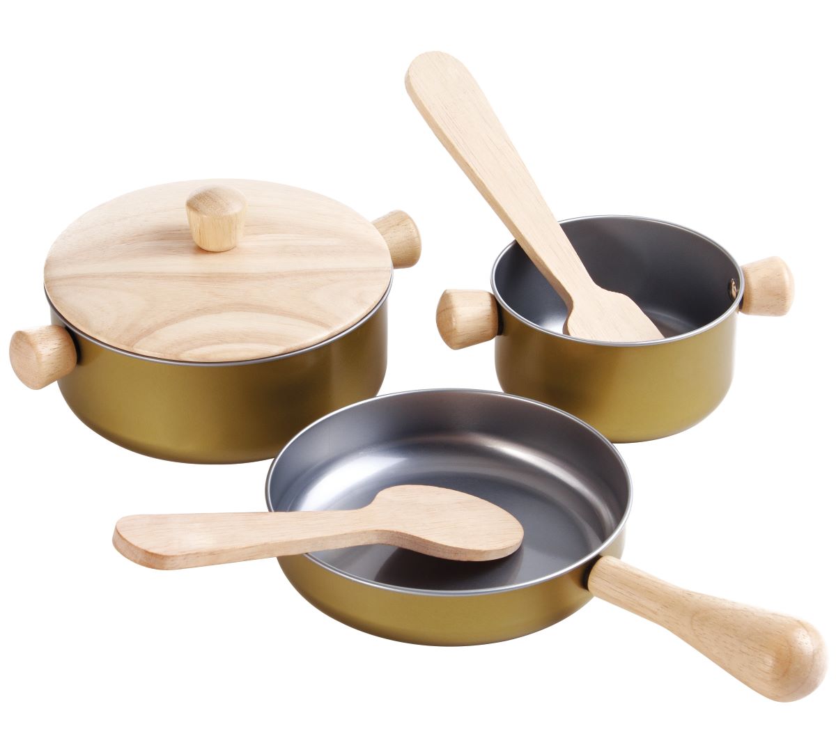 This pan set by PlanToys includes two saucepans