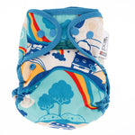 The Close Pop-In x Babipur exclusive reusable nappy wrap, in a Babipur World Print