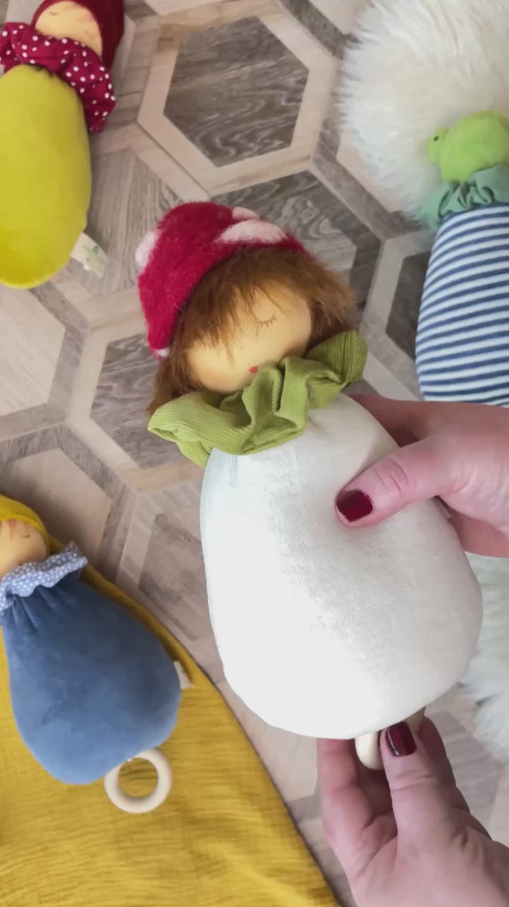 A video showing the Nanchen Toadstool Lullaby Music Doll in use