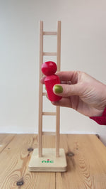 Video demonstration of Nic Natural Organic Climbing Ladder - a satisfying wooden kids toy, watch the red peg doll climb the ladder - sold at Babipur.