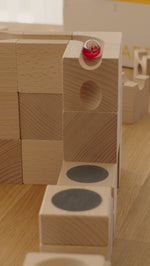 A short video showing the extra Cuboro  marble run sets compatible with the standard set including the kick marble run 