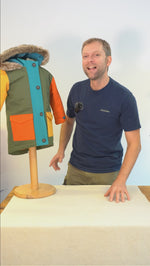 Detailed look at the Frugi Penhale Parka children's coat made from organic cotton and recycled materials